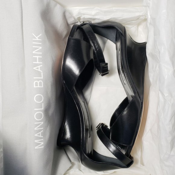 Manolo Blahnik Black Demi-wedge Sandal Size M36.5 - Picture 12 of 16